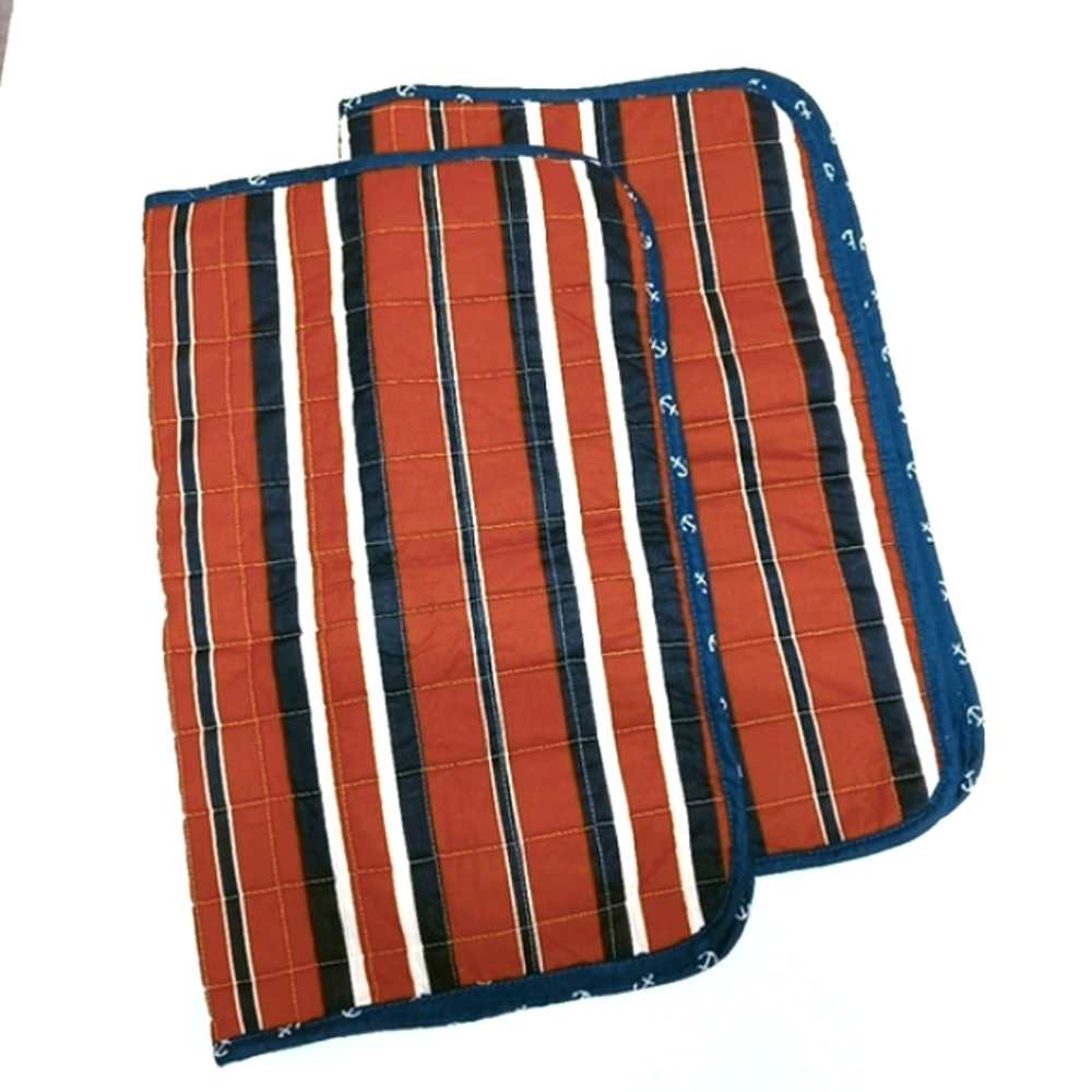 Nautica PAIR Nautical Standard Pillow Shams Stripes & Anchor Print